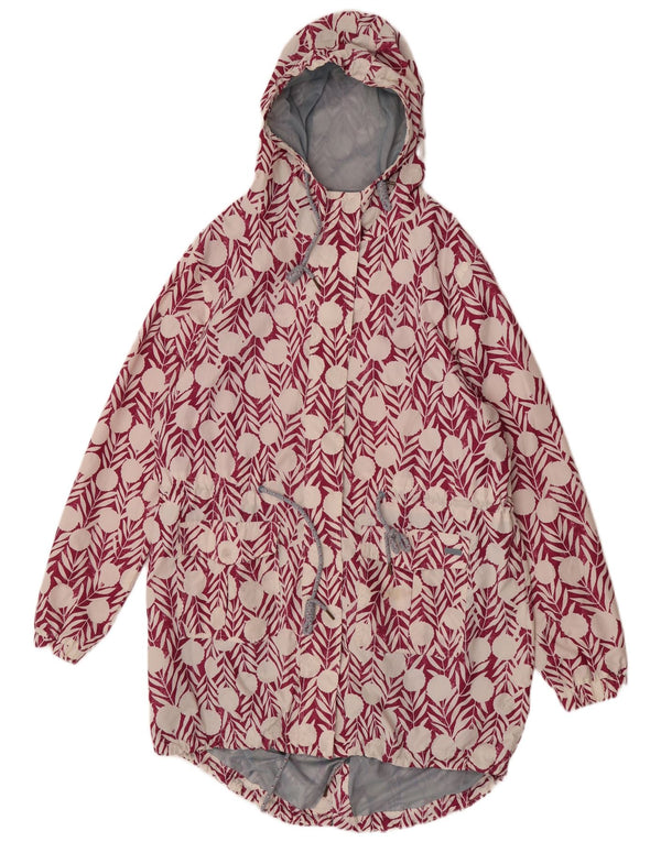 Impermeabile oversize con cappuccio da donna Weird Fish UK 18 XL Borgogna floreale