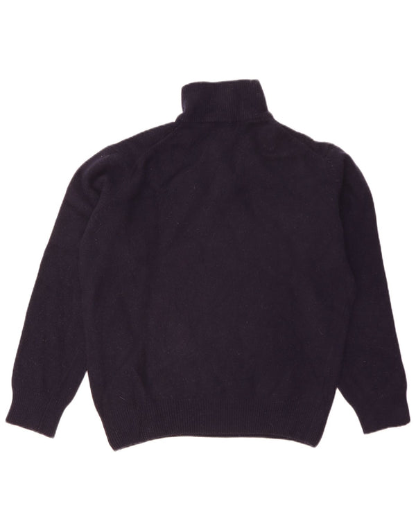 Maglione Kappa da uomo con zip e collo grande in lana d'agnello blu navy