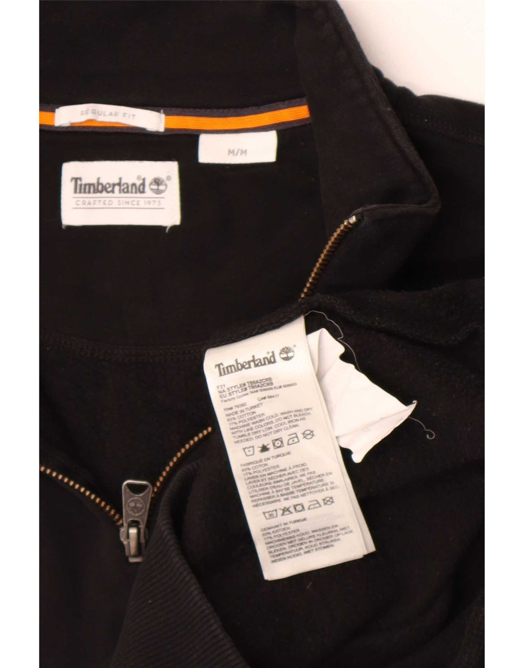 Timberland Felpa da uomo con vestibilità regolare con zip grafica e collo medio nero