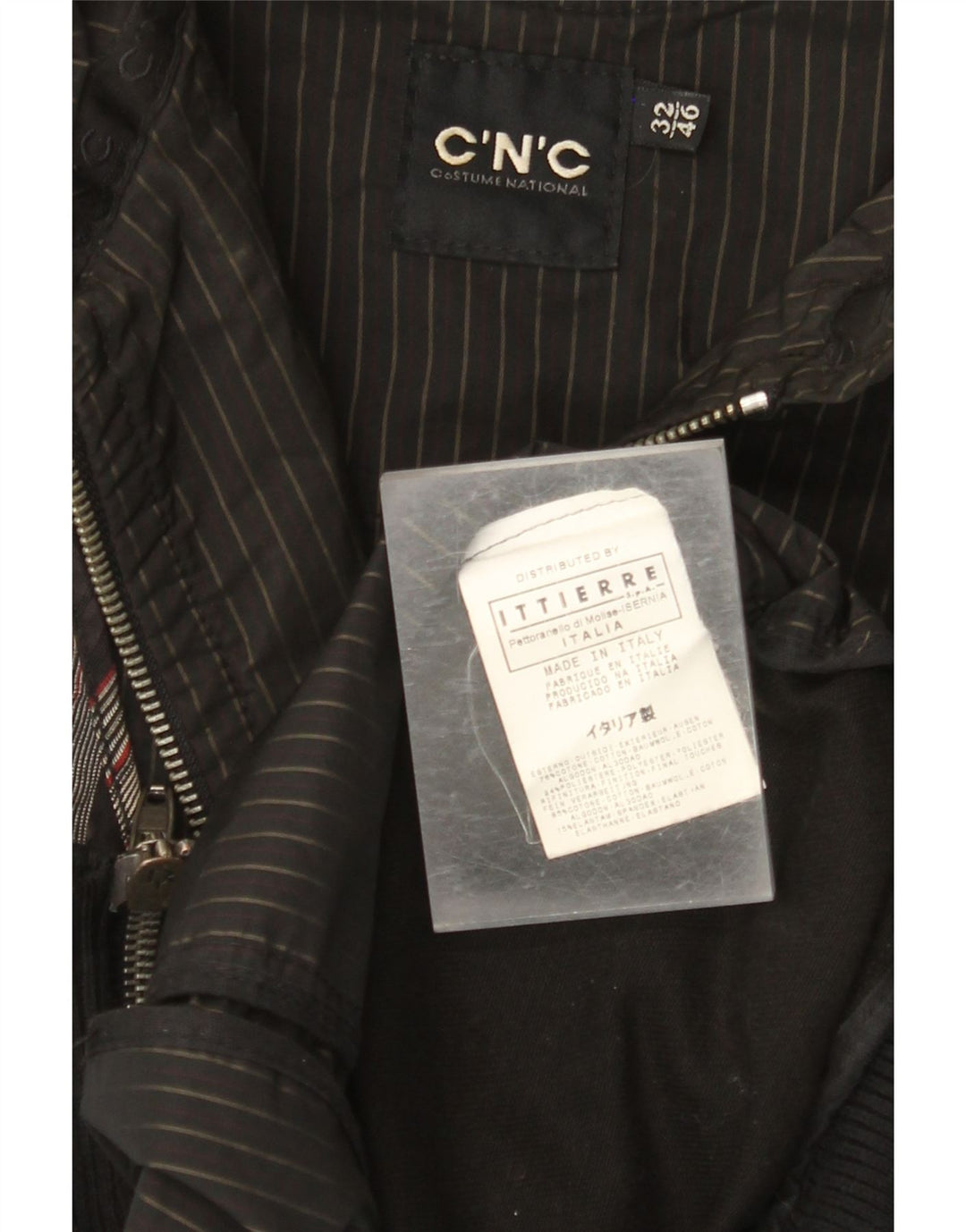 CNC COSTUME NATIONAL Giubbotto Bomber da Uomo IT 36 Piccolo Cotone a Righe Nere