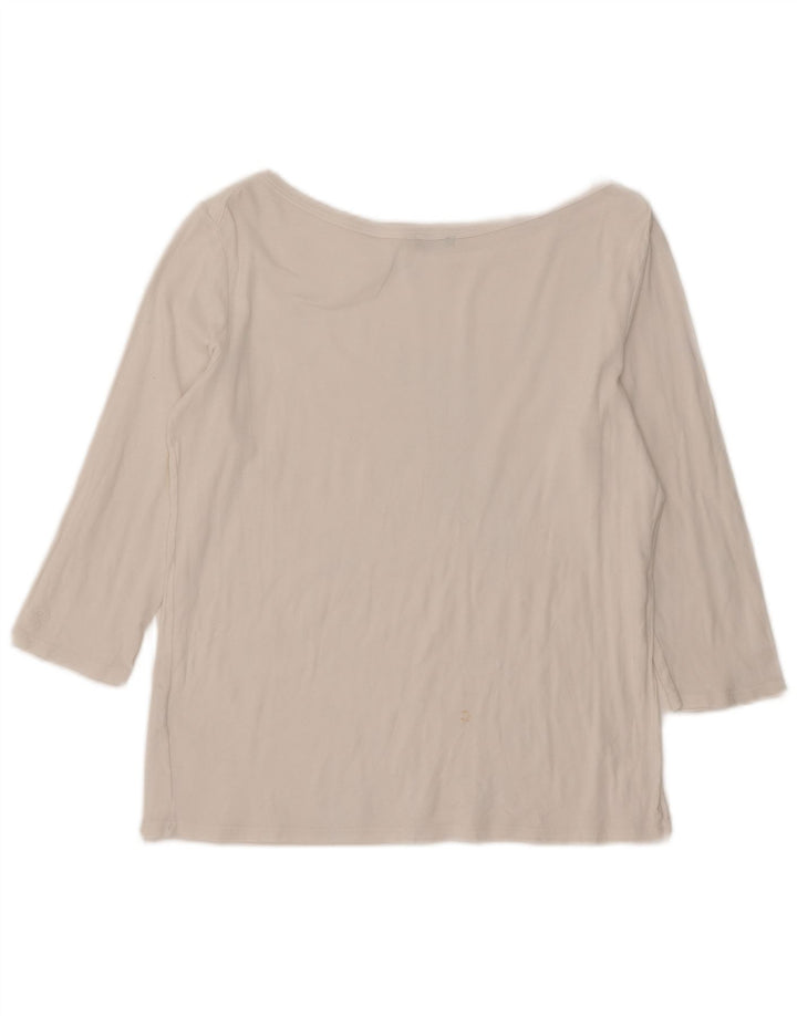 Top da donna Benetton manica 3/4 UK 14 grande cotone bianco