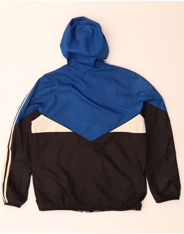 Giacca antipioggia con cappuccio Adidas da ragazzo 13-14 anni in poliestere color block blu