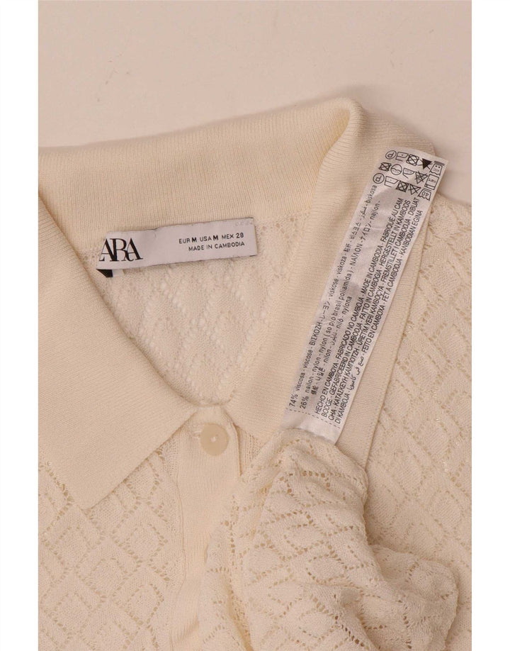 Maglione Zara da donna con collo alto, UK 12, viscosa bianca media