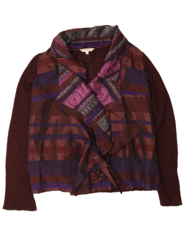 Maglione cardigan con cravatta frontale da donna Jacqueline Riu UK 18 XL a righe marroni