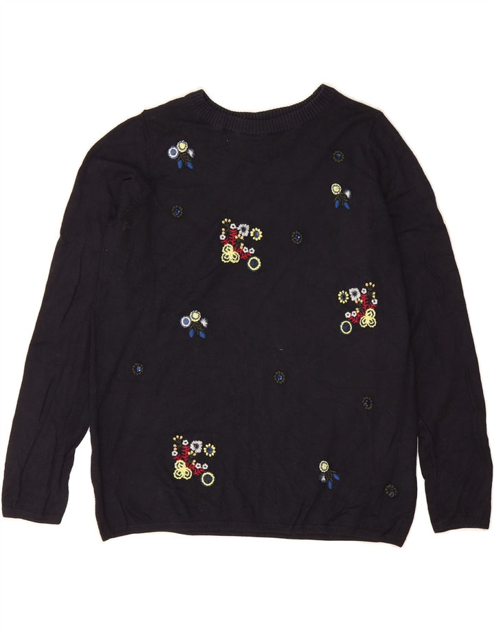 MARKS & SPENCER Womens Crew Neck Jumper Sweater UK 12 Medium Navy Blue Vintage Marks & Spencer and Second-Hand Marks & Spencer from Messina Hembry 