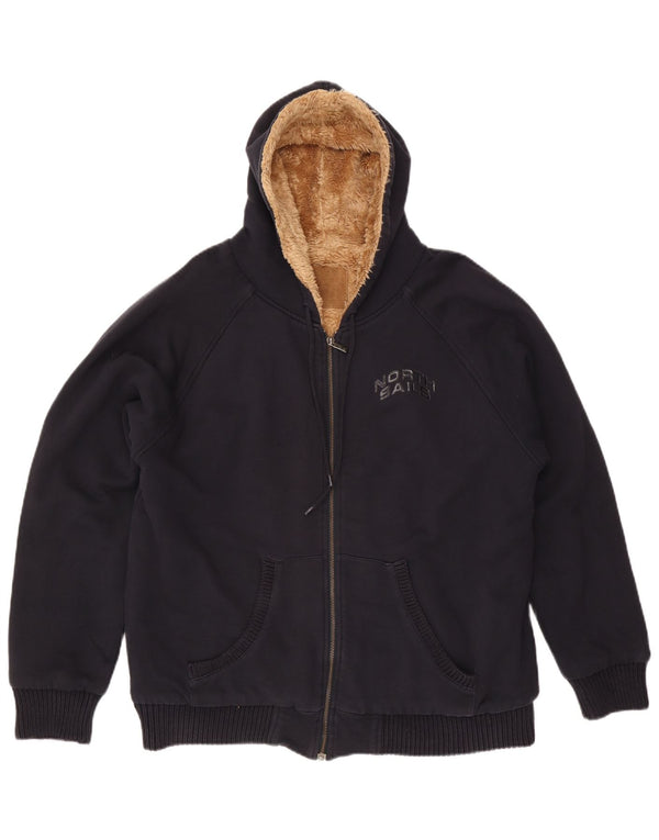 Felpa con cappuccio e zip Sherpa grafica da uomo North Sails 2XL in cotone blu navy