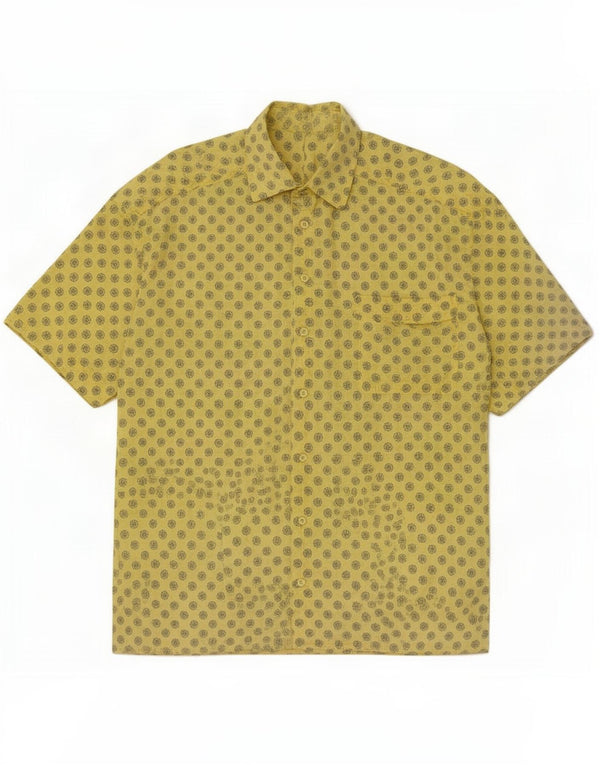 Vintage Mens Short Sleeve Shirt Large Yellow Geometric