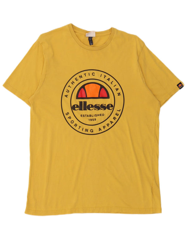 T-shirt grafica da uomo Ellesse Top grande in cotone giallo