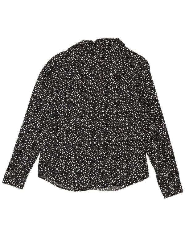 Camicia da donna Benetton vestibilità ampia con motivo astratto UK 10 piccola in cotone nero