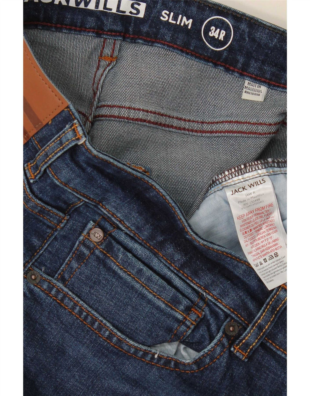 Jeans slim da uomo Jack Wills W34 L31 cotone blu navy