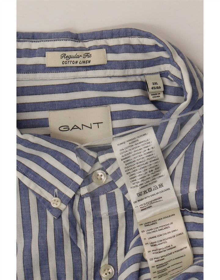 GANT Camicia da uomo a maniche corte vestibilità regolare taglia 45/46 2XL a righe blu