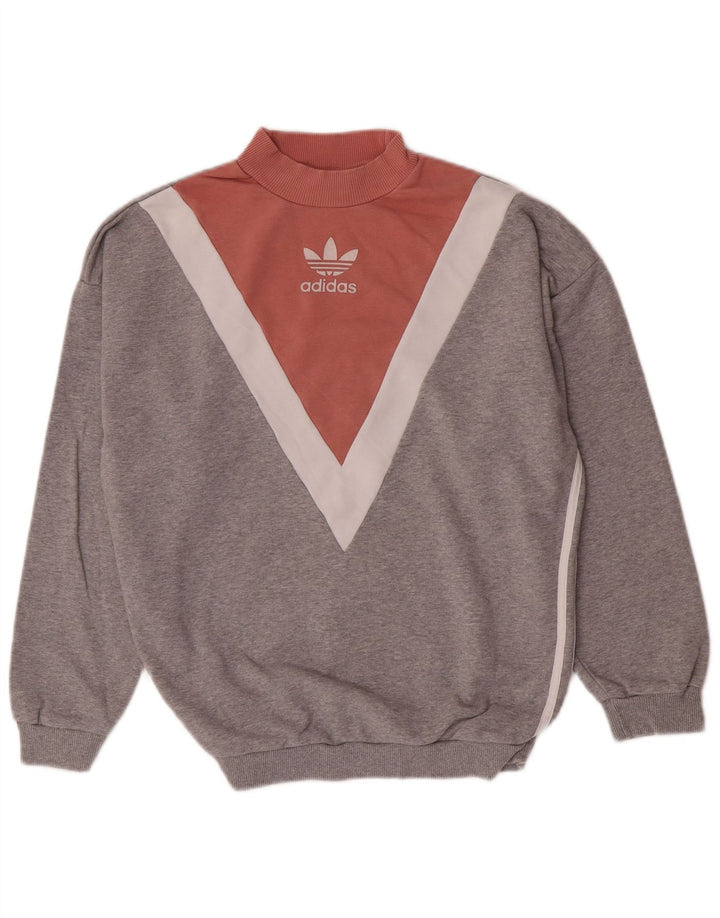 Felpa da donna Adidas Jumper UK 12 Cotone color block grigio medio