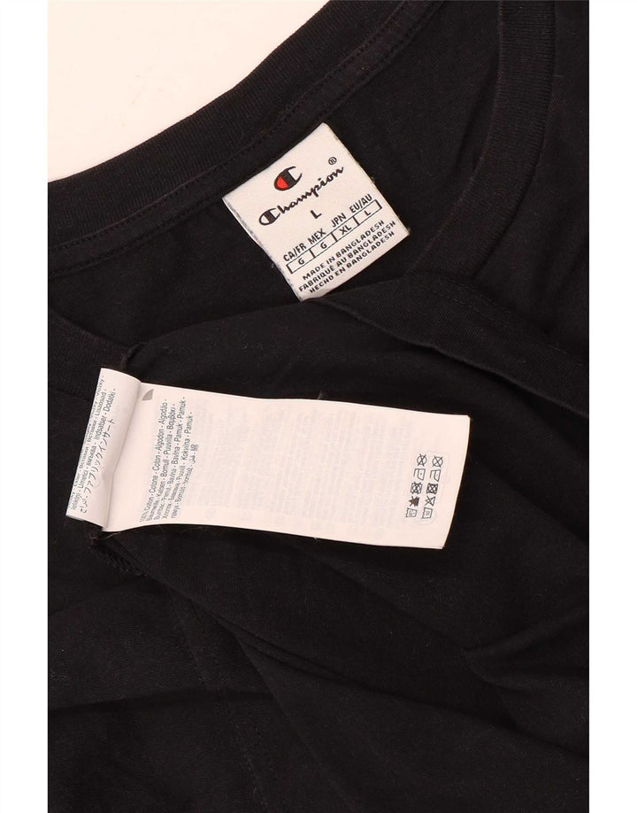 T-shirt grafica da uomo Champion Top grande in cotone nero