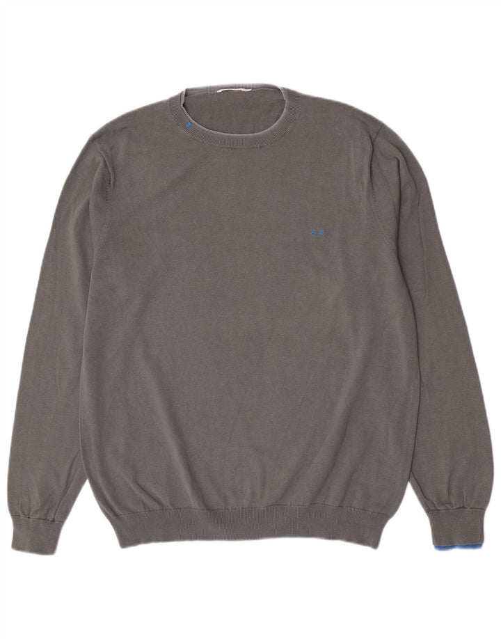 Maglione maglione girocollo da uomo Sun68 grande cotone grigio