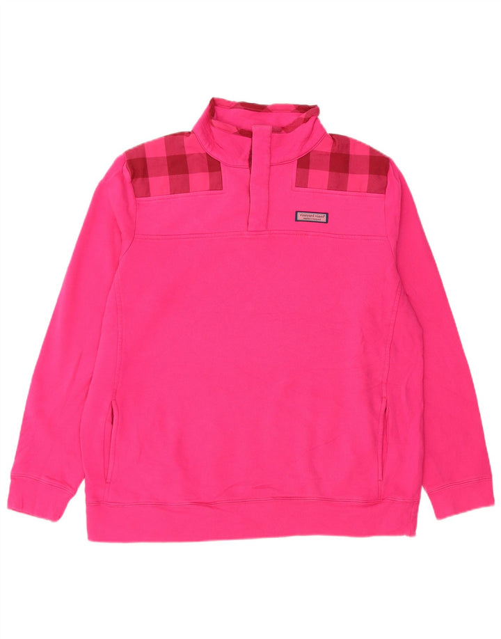 Vineyard Vines Felpa da uomo con collo abbottonato Maglione piccolo in cotone a quadri rosa