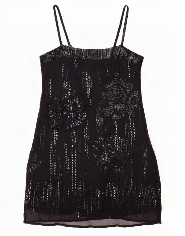 Abito da sera da donna Warehouse UK 10 piccolo in seta floreale nera