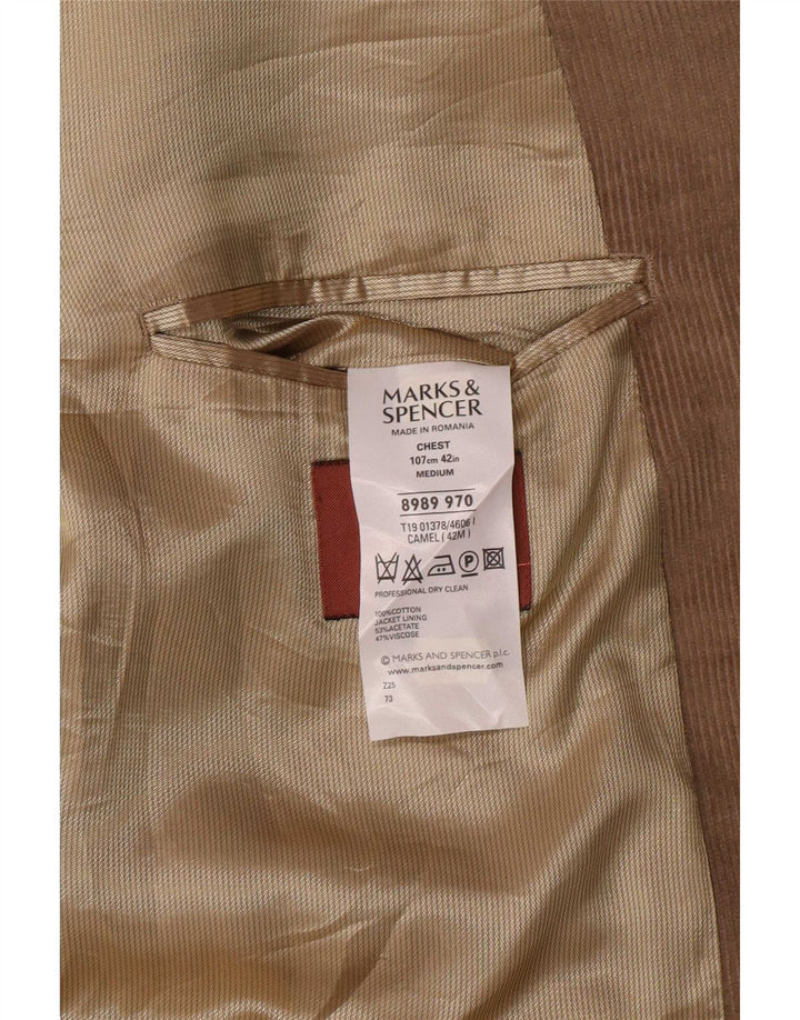 Giacca blazer in velluto a coste a 3 bottoni Marks & Spencer da uomo UK 42 grande beige