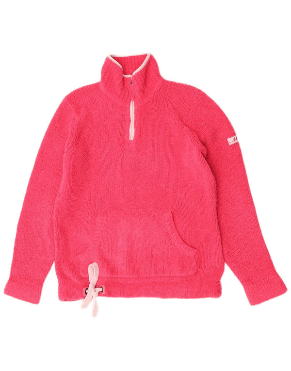 Musto Donna Felpa con Collo con Zip Grafica Oversize Maglione UK 10 Piccolo Rosa