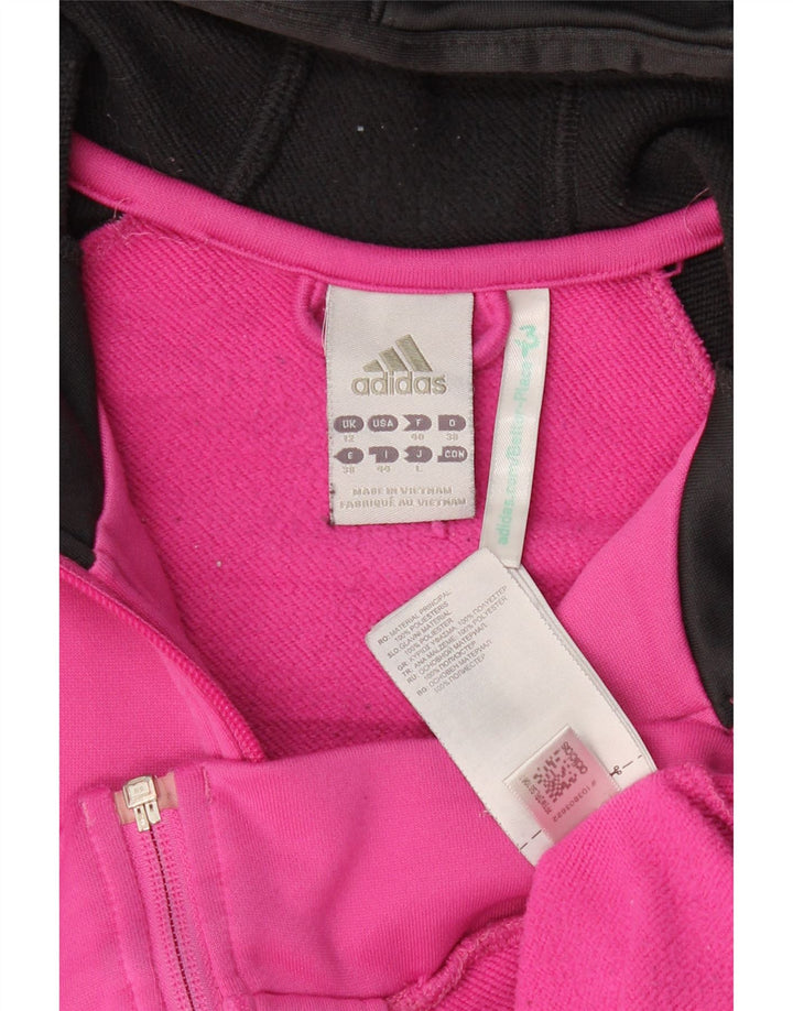 Maglione con cappuccio e zip da donna Adidas UK 12 Poliestere color block rosa medio