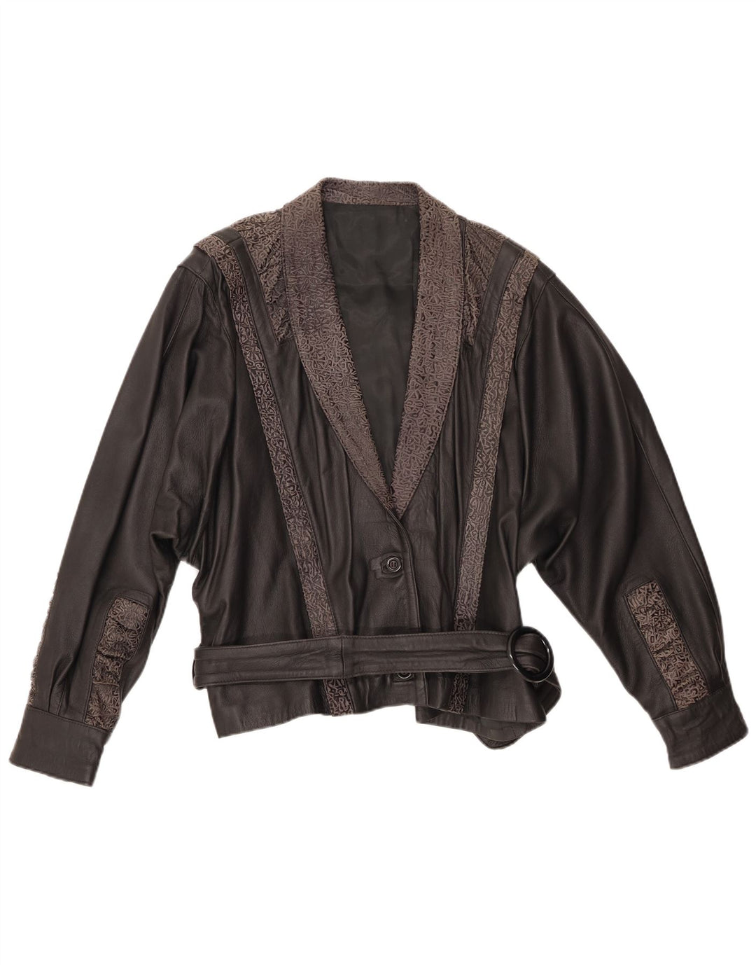 Giacca in pelle da donna VINTAGE IT 48 XL Pelle geometrica nera