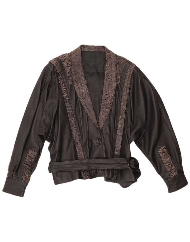 Giacca in pelle da donna VINTAGE IT 48 XL Pelle geometrica nera