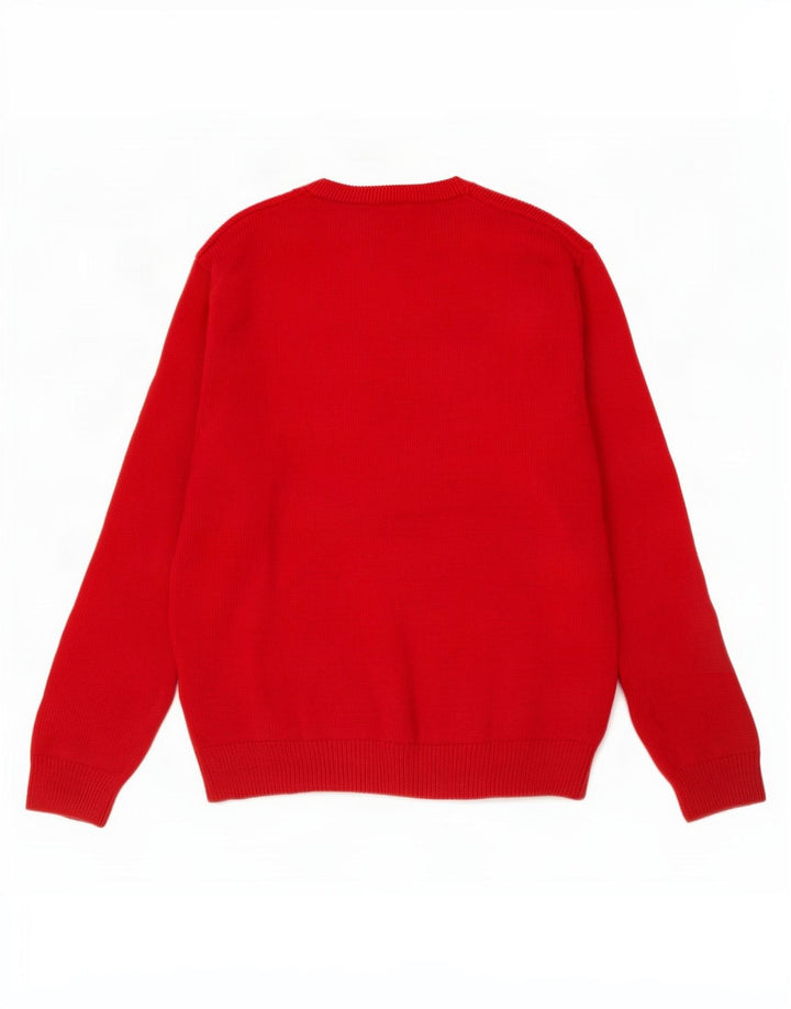 Maglione maglione girocollo da uomo Chaps XL in cotone rosso