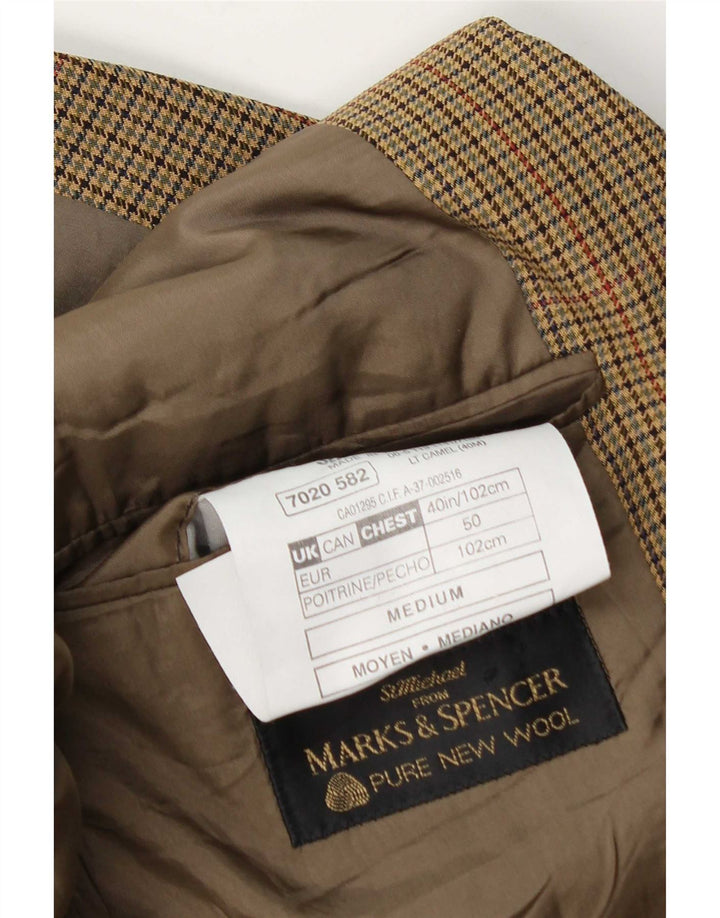 Giacca blazer a 2 bottoni Marks & Spencer da uomo UK 40 pied de poule beige medio