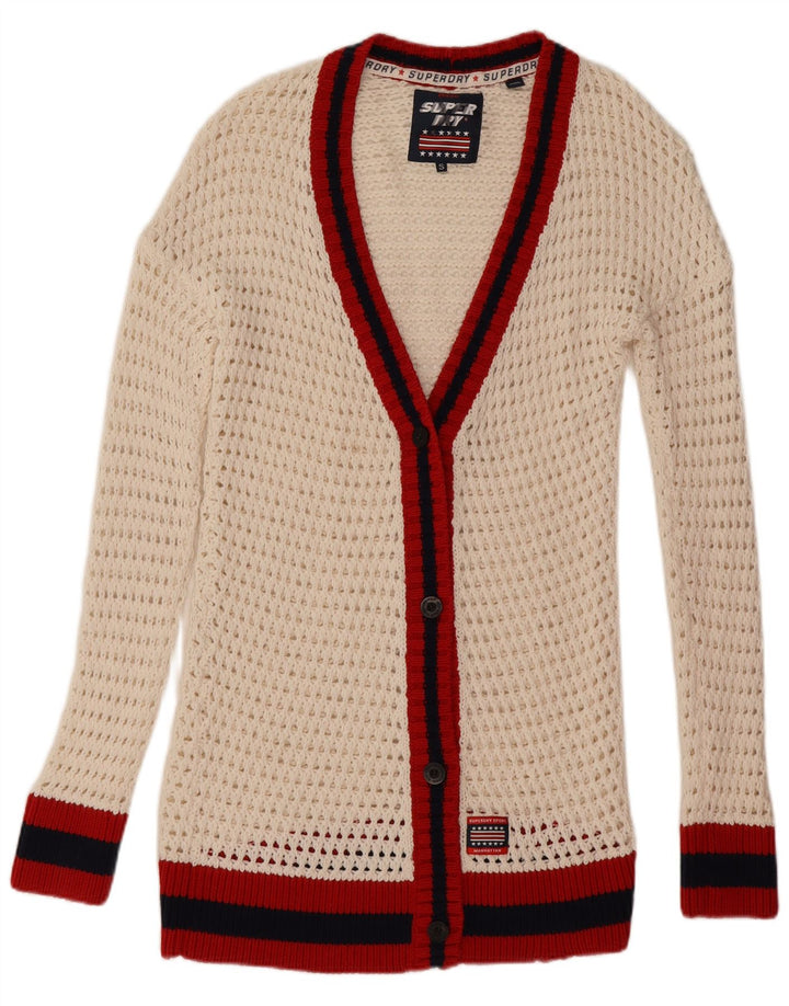 Maglione cardigan oversize da donna Superdry UK 10 Small White Colourblock
