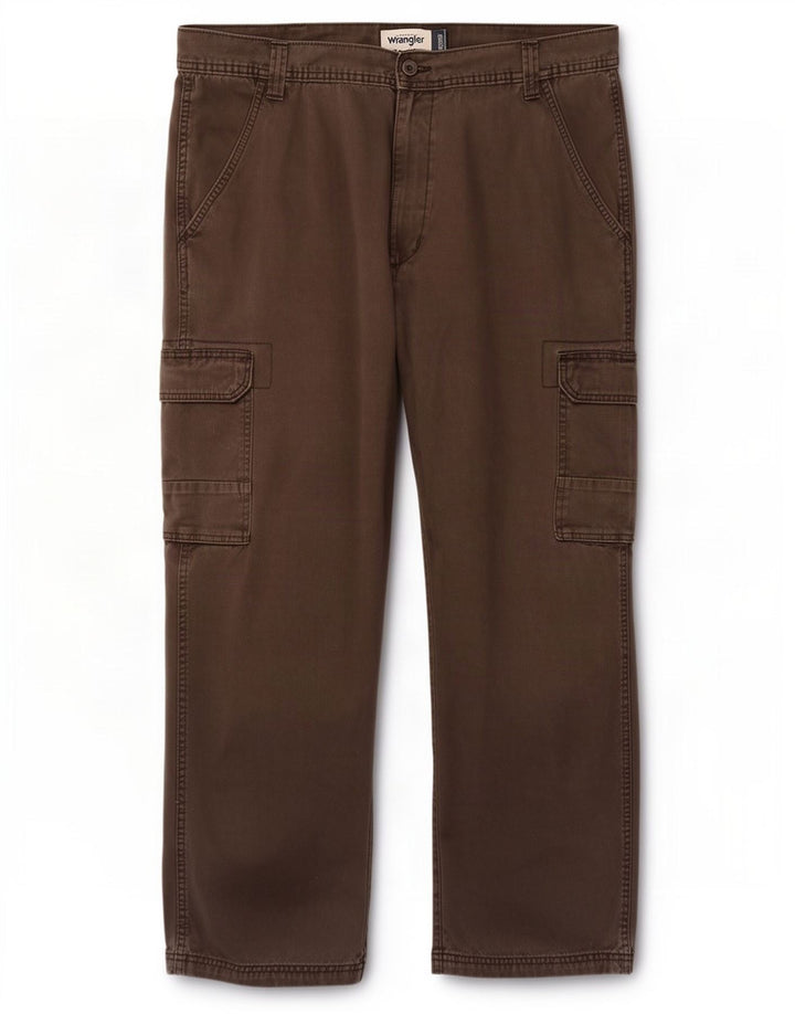Pantaloni cargo dritti da uomo Wrangler W38 L29 cotone marrone