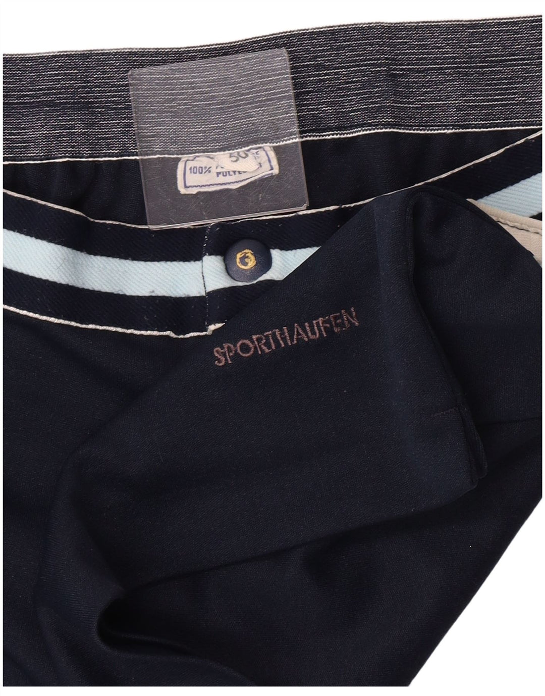 Pantaloncini chino vintage da uomo IT 50 Large W32 poliestere blu navy