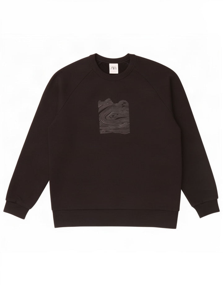 Felpa grafica da uomo Zara in cotone nero medio