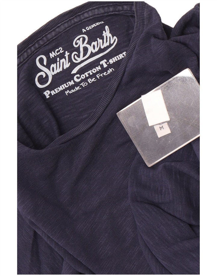 T-shirt da uomo MC2 SAINT BARTH Top medio in cotone screziato blu navy