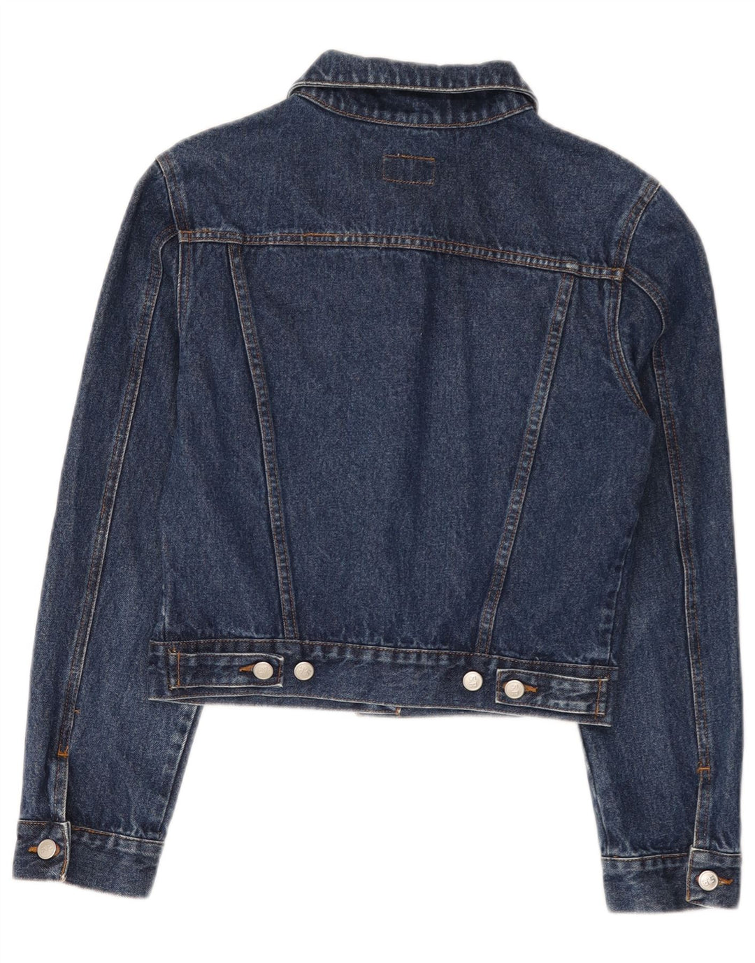 Giacca in denim vintage da donna corta UK 14 cotone blu medio