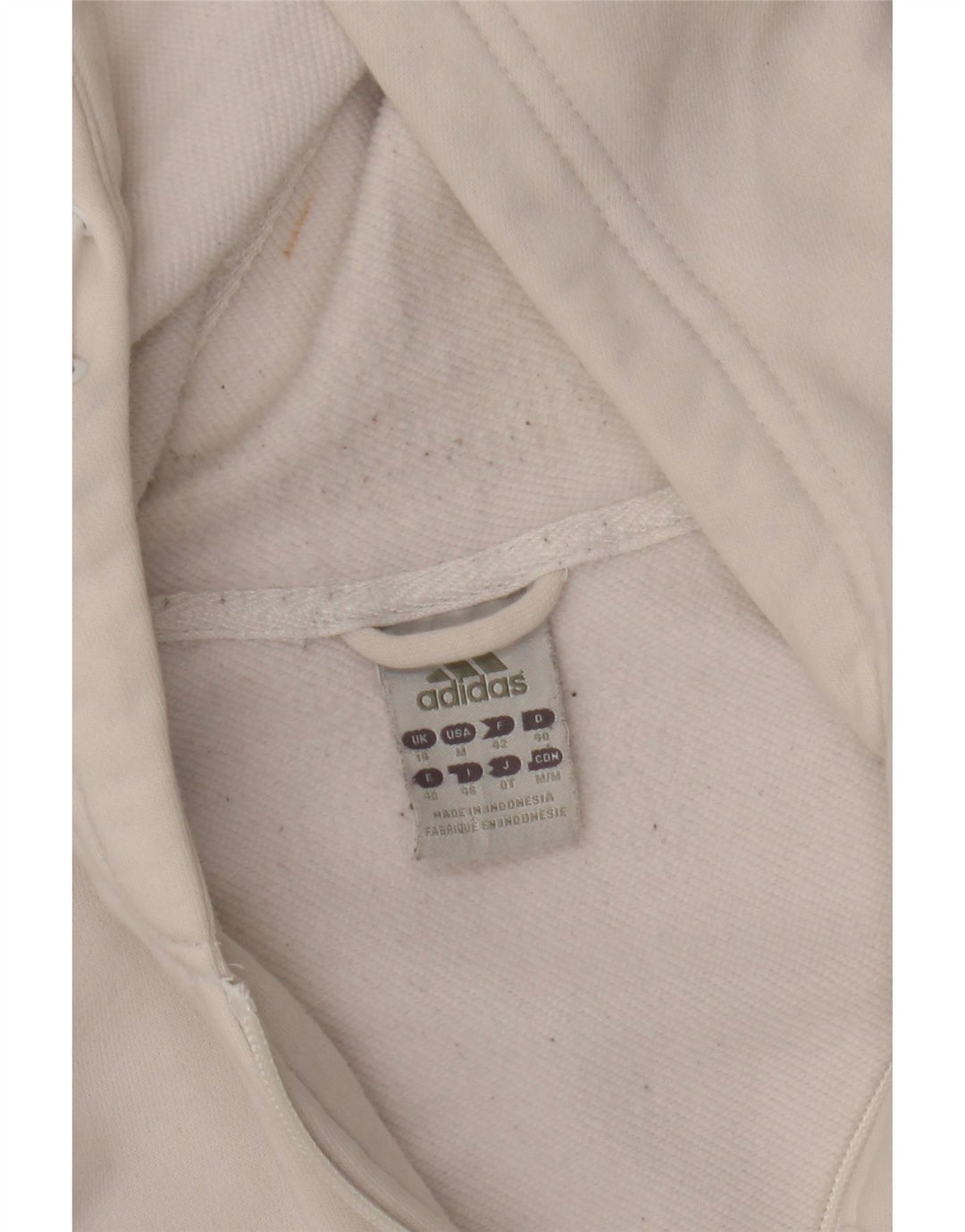 Maglione con cappuccio e zip corta Adidas da donna UK 14 medio bianco sporco