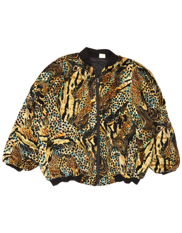 Giubbotto bomber da donna vintage UK 14 stampa animale multicolore media