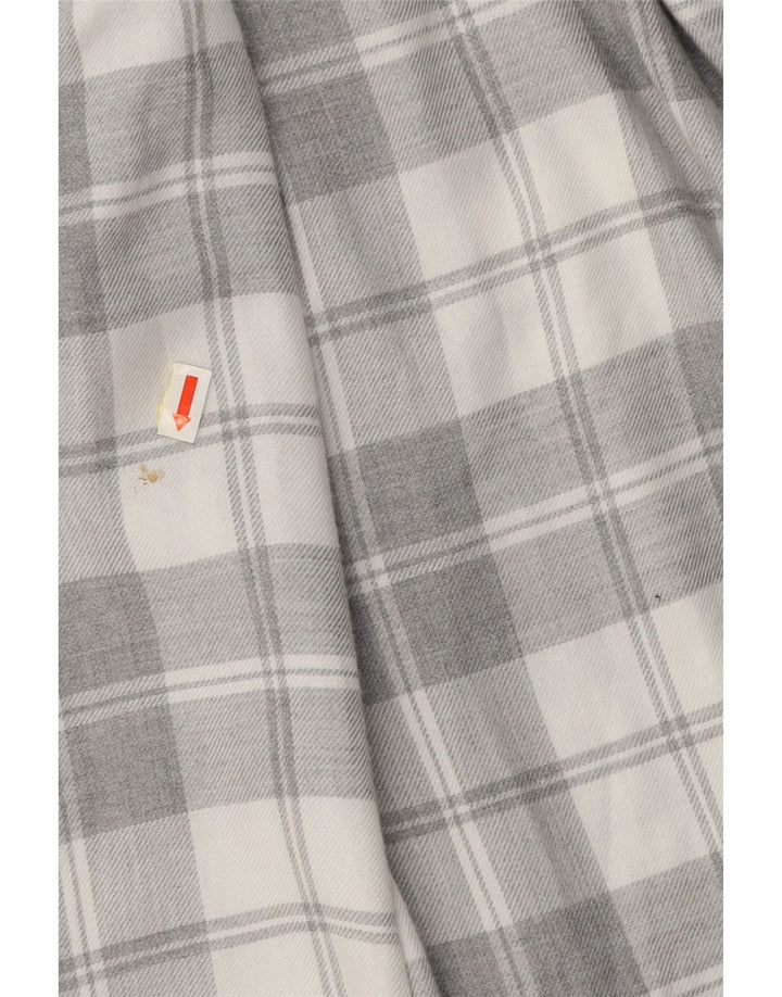 TED BAKER Camicia da uomo in flanella vestibilità regolare taglia 4 grande viscosa a quadri grigia