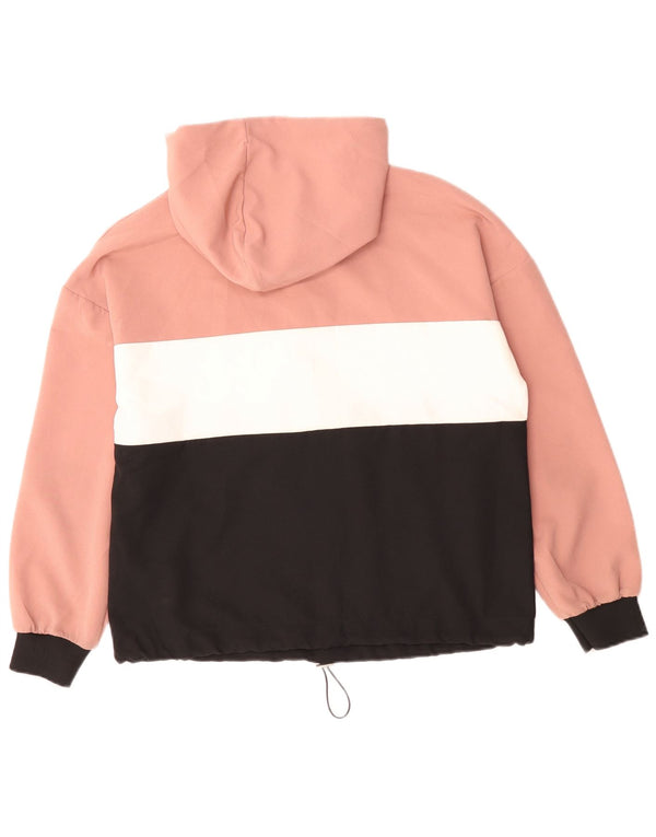 Maglione con cappuccio oversize con zip e collo da donna Zara UK 10 Small Pink Colourblock