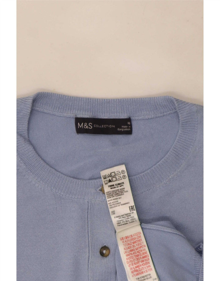 Maglione cardigan da donna Marks & Spencer UK 16 grande viscosa blu