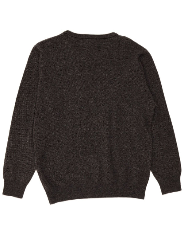 Maglione Superga da uomo con scollo a V, grande, in lana grigia