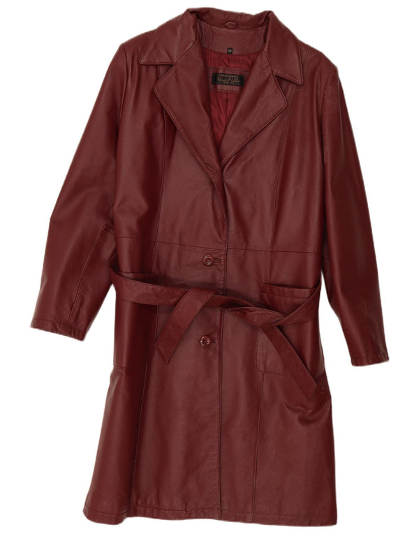 Cappotto in pelle vintage da donna IT 50 XL in pelle bordeaux