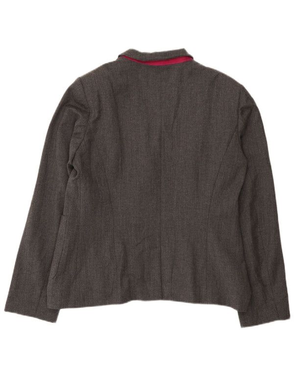 Giacca blazer da donna a 2 bottoni Benetton UK 16 grande lana grigia