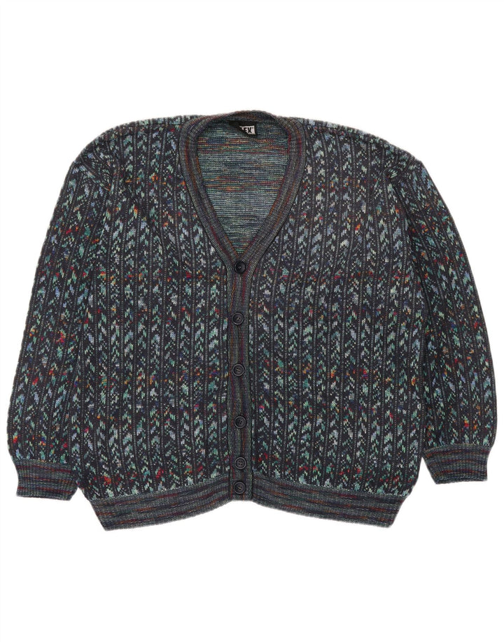 Maglione cardigan vintage da uomo IT 54 XL multicolore geometrico