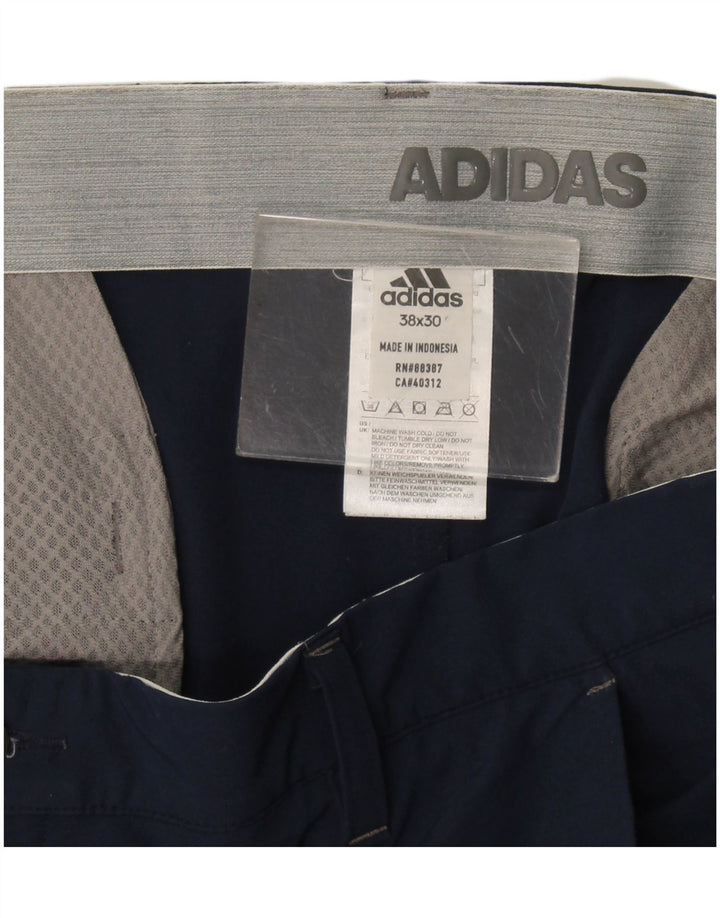 Pantaloni chino slim da uomo Adidas W38 L30 poliestere blu navy