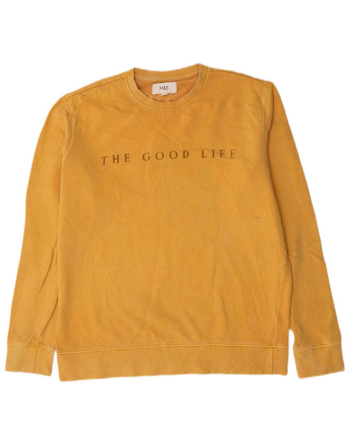 Marks & Spencer Felpa grafica da uomo Maglione grande cotone giallo