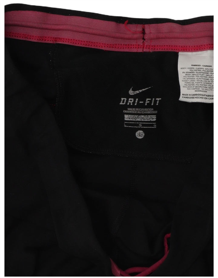 Pantaloni da tuta NIKE Dri Fit Capri da donna UK 16 Large Black Colourblock