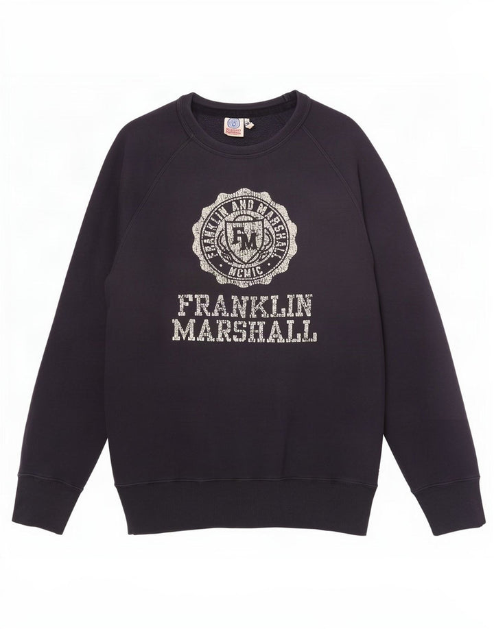 Felpa grafica da uomo Franklin Marshall, maglione medio, blu navy
