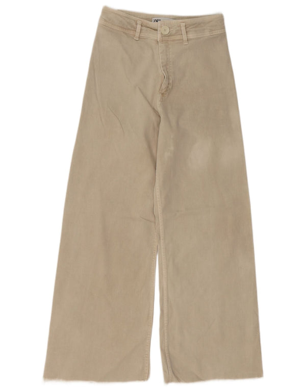 Jeans Zara da donna a vita alta a gamba larga EU 38 Small W28 L26 Beige