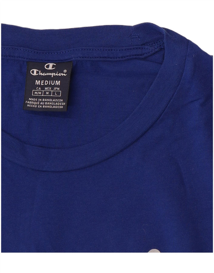 T-shirt grafica da uomo Champion Top in cotone blu medio