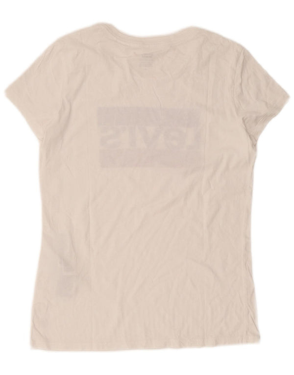 T-shirt grafica da donna Levi's Top UK 12 cotone bianco medio