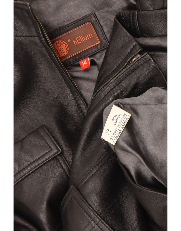 Giacca in pelle militare da donna Helium UK 14 media nera